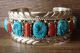 Navajo Indian Sterling Silver Turquoise Coral Bracelet - M. Spencer