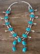 Navajo Nickel Silver Turquoise Squash Blossom Necklace by Jackie Cleveland