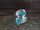 Navajo Sterling Silver Feather Turquoise Adjustable Ring by Francisco