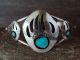 Small Navajo Indian Sterling Silver Turquoise Bear Paw Bracelet! 