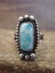 Navajo Indian Sterling Silver Turquoise Ring Signed Dawes - Size 8