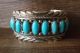 Navajo Indian Sterling Silver Turquoise Row Bracelet - M. Spencer