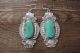 Navajo Indian Hand Stamped Sterling Silver Turquoise Dangle Earrings - Tsosie