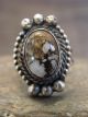 Navajo Indian Sterling Silver White Buffalo Turquoise Ring - Dawes - Size 7.5