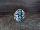 Navajo Indian Sterling Silver Turquoise Feather Ring by Begay - Size 11.5