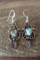 Zuni Indian Jewelry Sterling Silver Turquoise Dangle Earrings - Jonathan Shack 