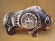 Navajo Indian Pottery Horse Hair & Turquoise Buffalo Sculpture by Yellow Corn