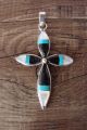 Zuni Sterling Silver Turquoise, Onyx and MOP Cross Pendant - Jonathan Shack 