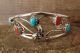 Navajo Jewelry Sterling Silver Turquoise Coral Stone Cuff Bracelet by M. Calladitto