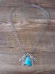 Native American Jewelry Turquoise Sterling Silver Feather Link Necklace by Annie Spencer