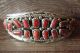 Navajo Indian Traditional Sterling Silver Coral Cluster Bracelet by Annie Chapo