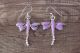 Zuni Indian Jewelry Sterling Silver Pink Opal Dragonfly Dangle Earrings - Jonathan Shack 