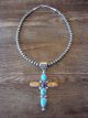 Sterling Silver Navajo Pearl Turquoise & Spiny Cross Necklace by Yellowhair