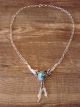 Navajo Jewelry Turquoise Sterling Silver Feather Necklace by Lee Shorty