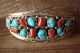 Navajo Indian Traditional Sterling Silver Turquoise Coral Cluster Bracelet by Annie Chapo