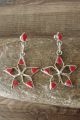 Zuni Indian Jewelry Sterling Silver Coral Star Post Earrings - Jonathan Shack 