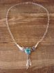 Navajo Jewelry Turquoise Sterling Silver Feather Necklace by Lee Shorty