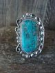 Navajo Indian Sterling Silver Turquoise Ring by Nez - Size 9.5
