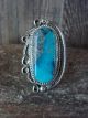 Navajo Indian Sterling Silver Turquoise Ring by Nez - Size 8.5