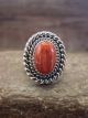 Navajo Indian Sterling Silver Spiny Oyster Ring by Martinez - Size 7