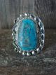 Navajo Indian Sterling Silver Turquoise Ring by Nez - Size 8.5