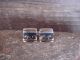 Navajo Indian Sterling Silver & Gold Fill Square Petroglyph Post Earrings Signed Singer