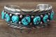 Navajo Indian Sterling Silver Turquoise Row Bracelet by Russell Sam