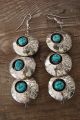Navajo Sterling Silver Shadowbox Turquoise Dangle Earrings! 