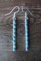 Zuni Indian Jewelry Sterling Silver Turquoise Bar Dangle Earrings! 