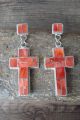 Zuni Sterling Silver Spiny Oyster Inlay Cross Post Earrings! R. Booqua