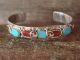 Zuni Indian Sterling Silver Turquoise & Coral Snake Bracelet by Calavaza