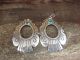 Navajo Indian Sterling Silver & Turquoise Stamped Dangle Earrings - T&R Singer