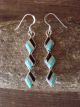Zuni Indian Sterling Silver Turquoise, MOP and Onyx Dangle Earrings - Jonathan Shack 