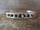 Zuni Sterling Silver 8 Stone Turquoise Coral Row Bracelet - S. Livingston