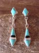 Zuni Indian Jewelry Sterling Silver Turquoise Onyx MOP Earrings Jonathan Shack 