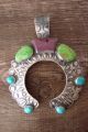Navajo Sterling Silver Turquoise Spiny Oyster Naja Pendant - Shawn Cayatineto