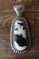 Navajo Indian Sterling Silver White Buffalo Pendant -Signed