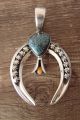 Navajo Indian Sterling Silver Turquoise Squash Blossom Naja Pendant - Begay