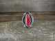 Navajo Indian Jewelry Nickel Silver Coral Ring Size 9 Phoebe Tolta