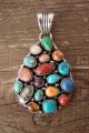 Navajo Indian Sterling Silver Multi-Gemstone Pendant by E. Thompson