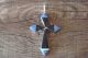 Zuni Sterling Silver Onyx and Lab Opal Cross Pendant - Jonathan Shack 