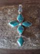 Zuni Indian Jewelry Sterling Silver Chrysocolla Cross Pendant Jonathan Shack 