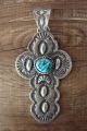 Navajo Sterling Silver Turquoise Cross Pendant - Kevin Billah