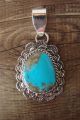 Navajo Indian Jewelry Sterling Silver Turquoise Pendant - Harold Joe