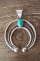 Navajo Indian Sterling Silver Turquoise Cast Naja Pendant - NC