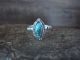 Navajo Indian Sterling Silver Turquoise Ring by Long - Size 4.5