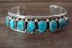 Navajo Indian Jewelry Sterling Silver Turquoise Row Bracelet - M. Thompson