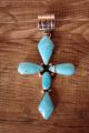 Navajo Indian Sterling Silver Turquoise Cross Pendant - Jimson Belin