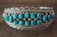 Navajo Indian Traditional Sterling Silver Turquoise Cluster Bracelet by TJ