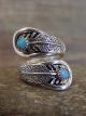 Navajo Sterling Silver Feather & Blue Opal Adjustable Ring by Belin